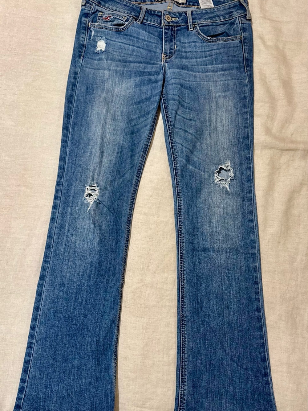 Hollister Women's Blue Distressed Flare Jeans